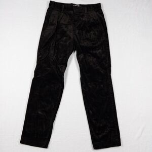 H&M Mens 30 Regular Fit Corduroy Pants Dark Brown Pleated Front Casual Trousers